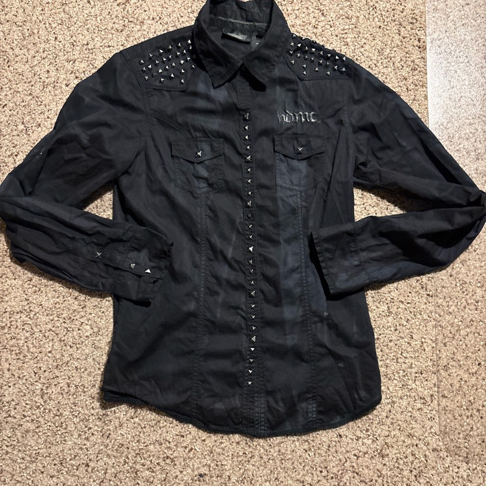 Harley-Davidson Black Studded Casual Button Down Shirt